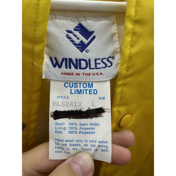 Windless Womens Bomber Jacket Size Large Satin Yellow Wonderbra PR Snap Up VTG - Picture 6 of 12